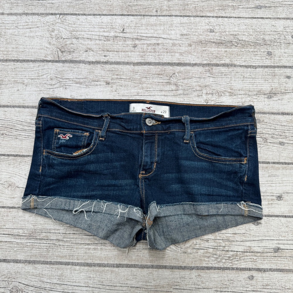 Hollister Booty Shorts Women's 9/29 Blue Dark Wash SoCal Stretch Cut Off Summer